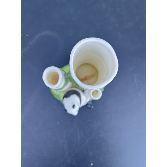 Bone China Panda Bear Bamboo Trees Lucky Bamboo Vase Three Hole Planter Vase VTG - Picture 11 of 13